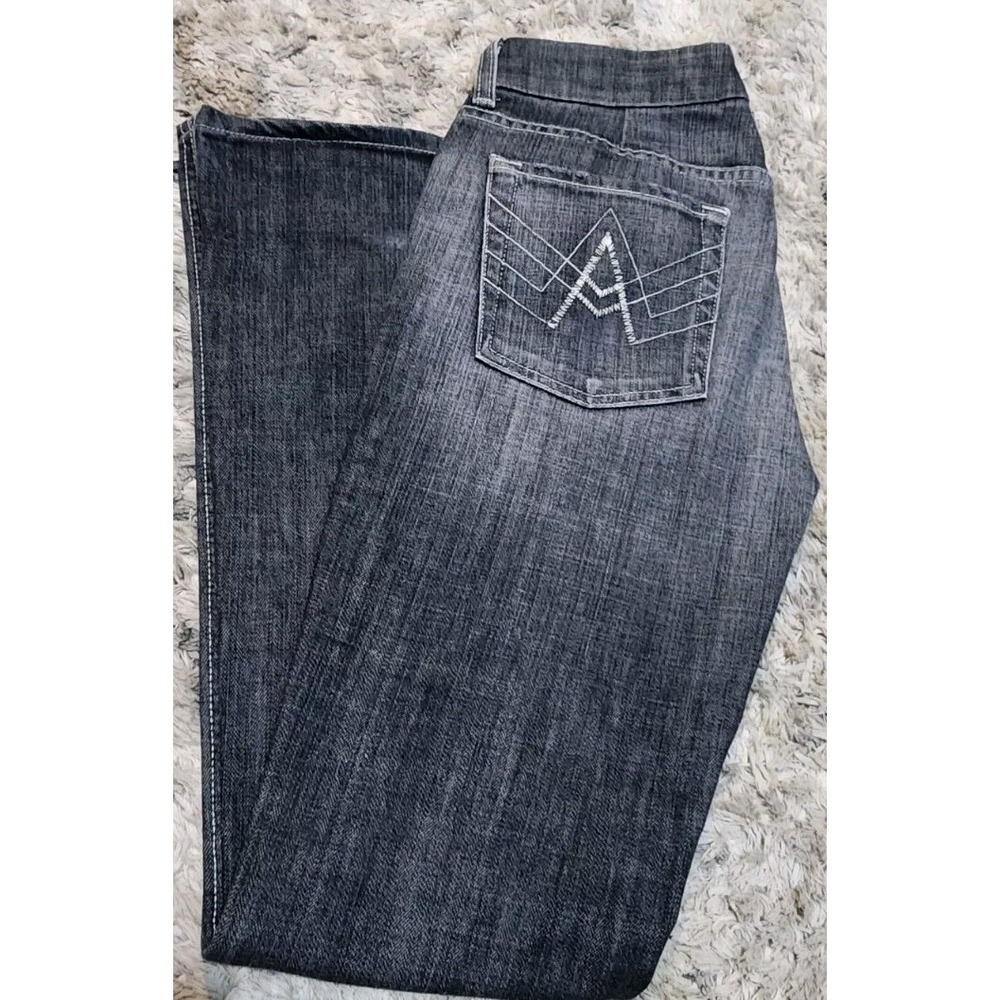 7 FOR ALL MANKIND womens SIZE 29 A Pocket Flared Gray Black Wash‎ 29X30